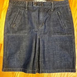 Womens Denim Jean Mini-Skirt pleated front with zipper side pocket GAP 12